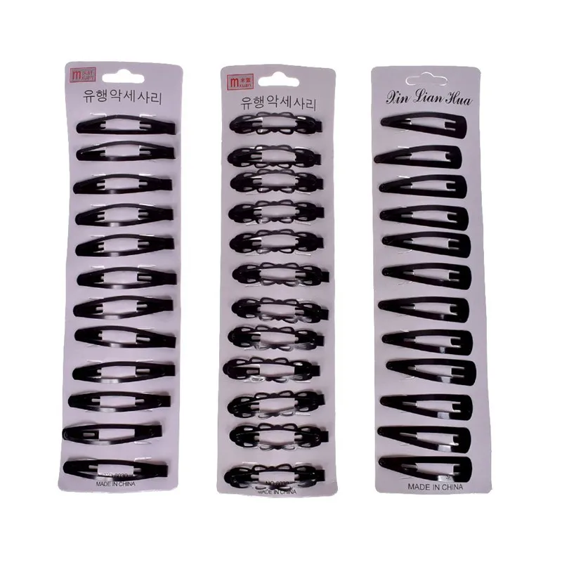 12 шт./компл. черные клипсы для волос девочек простая металлическая шпилька