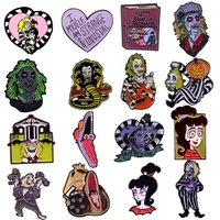 dz825 horror movie enamel pin halloween brooches bag lapel pin cartoon holiday badge jewelry gift for kids friends