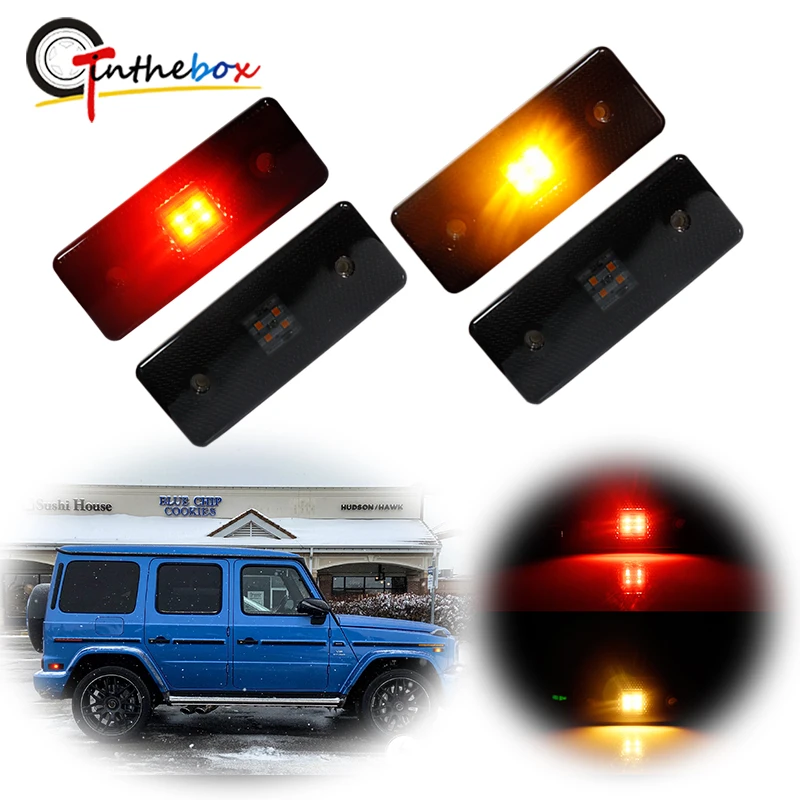 

Canbus Error Free желтый и красный светодиодный автомобильные передние и задние боковые габаритные огни для 2015-2018 Mercedes W463 g-класс G550 G63 G65 AMG 12V