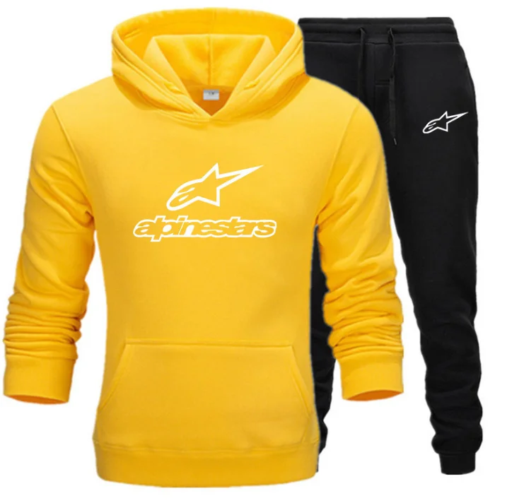 

2021 Winter men's fashion letter printed Hoodie suit Sweatshirt set wool Hoodie + sports pants jogging men's Pullover Sweatshirt