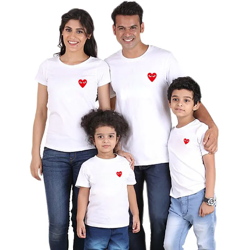 Одинаковая семейная одежда Love Heart Beat наряды для маленьких мальчиков мамы дочери