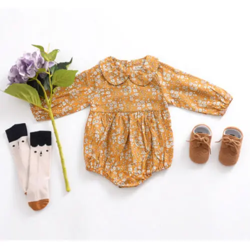Ropa para Ni&ntilde;as reci&eacute;n nacidas, peleles florales, ropa de manga larga para oto&ntilde;o, Mono-3
