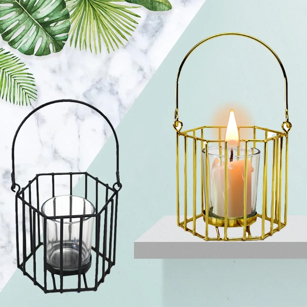 Скандинавский Ретро Железный светильник подсвечник фонарь декор для домашней