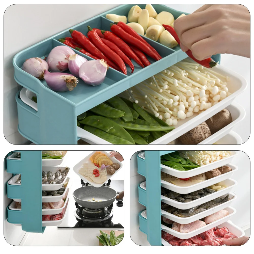 

Cooking Dish Organizer Tray Hot Pot Rack Drawer Design Storage Box (Green)
