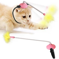 cat toy interactive kawai funny free hands cat teaser stick with feather original toys wand for cats kitten pet accessories