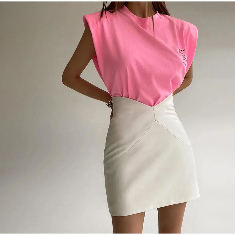 Женская облегающая мини-юбка из ПУ кожи с высокой талией | одежда