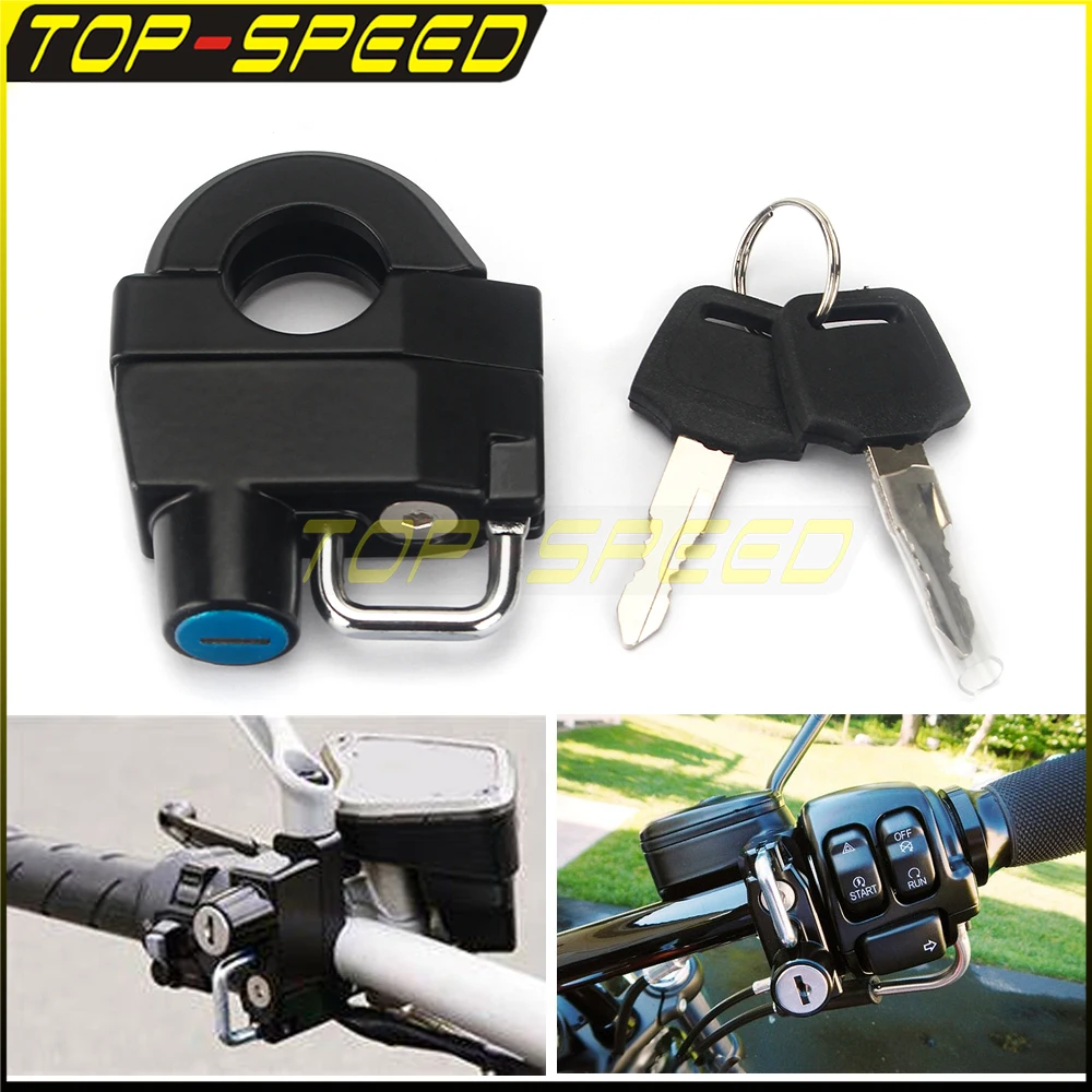 

Black Motorcycle Anti-theft Helmet Security Lock Universal Fit For Harley Honda Suzuki Kawasaki 25mm Handlebar/Frame Tube