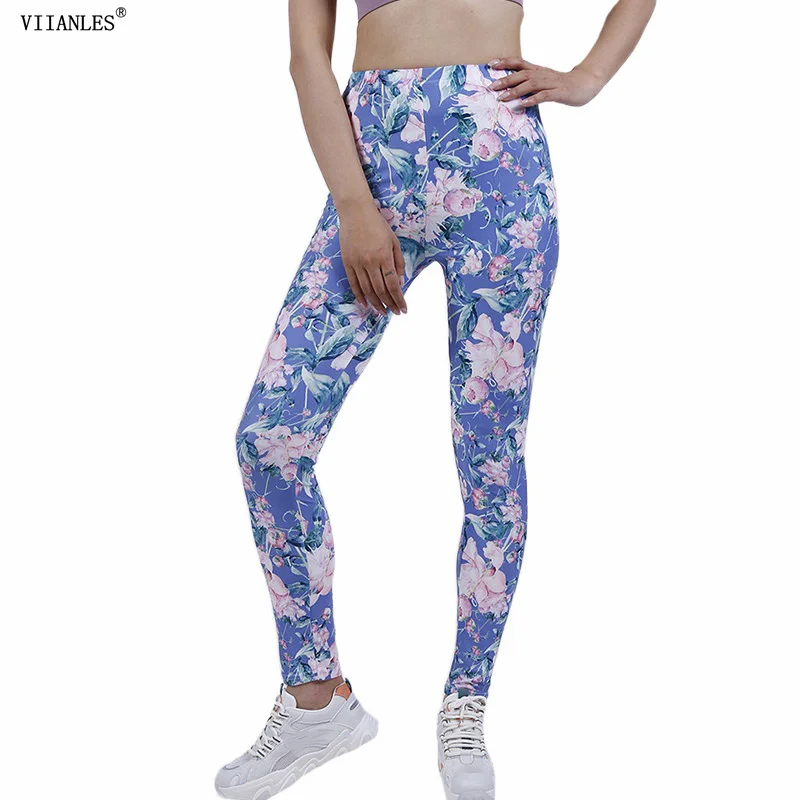 

VIIANLES 2021 New Fashion Women Legging Print Trousers Soft Leggins Slim High Waist Comfortable Stretch Workout Leggins Gym Pant