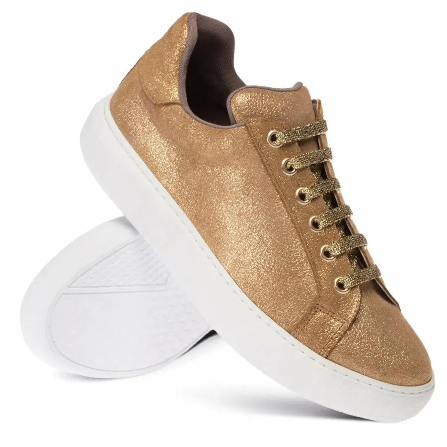 

Sneakers Women Deery, Genuine Leather Gold Color Sneaker Women Shoes