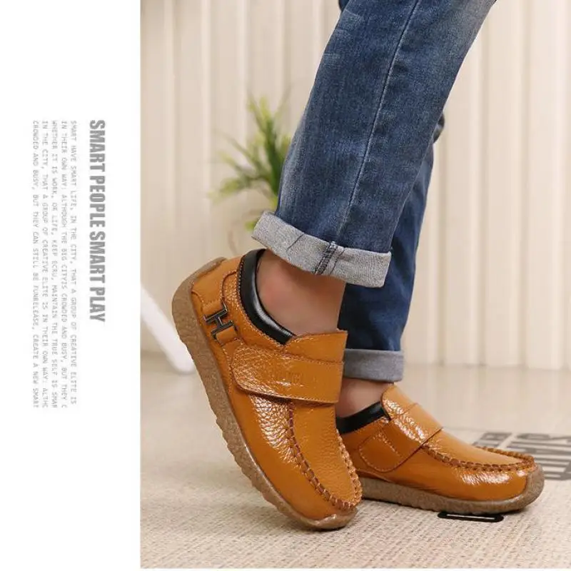 

New Boys Genuine Leather Shoes for Children Vintage Oxford Black Kids Loafer Moccasins Shoes Wedding Casual Fashion Flats Soft