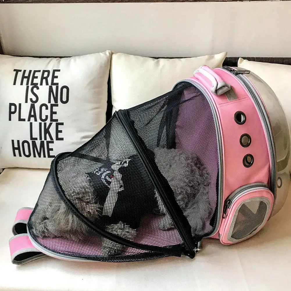 Pink Портативный рюкзак для питомца кота, Складная Многофункциональная Сумка, большое пространство, клетка для капсул, пузырчатое плечо, рюкзак для питомца, палатка, клетка - Цвет: Pink