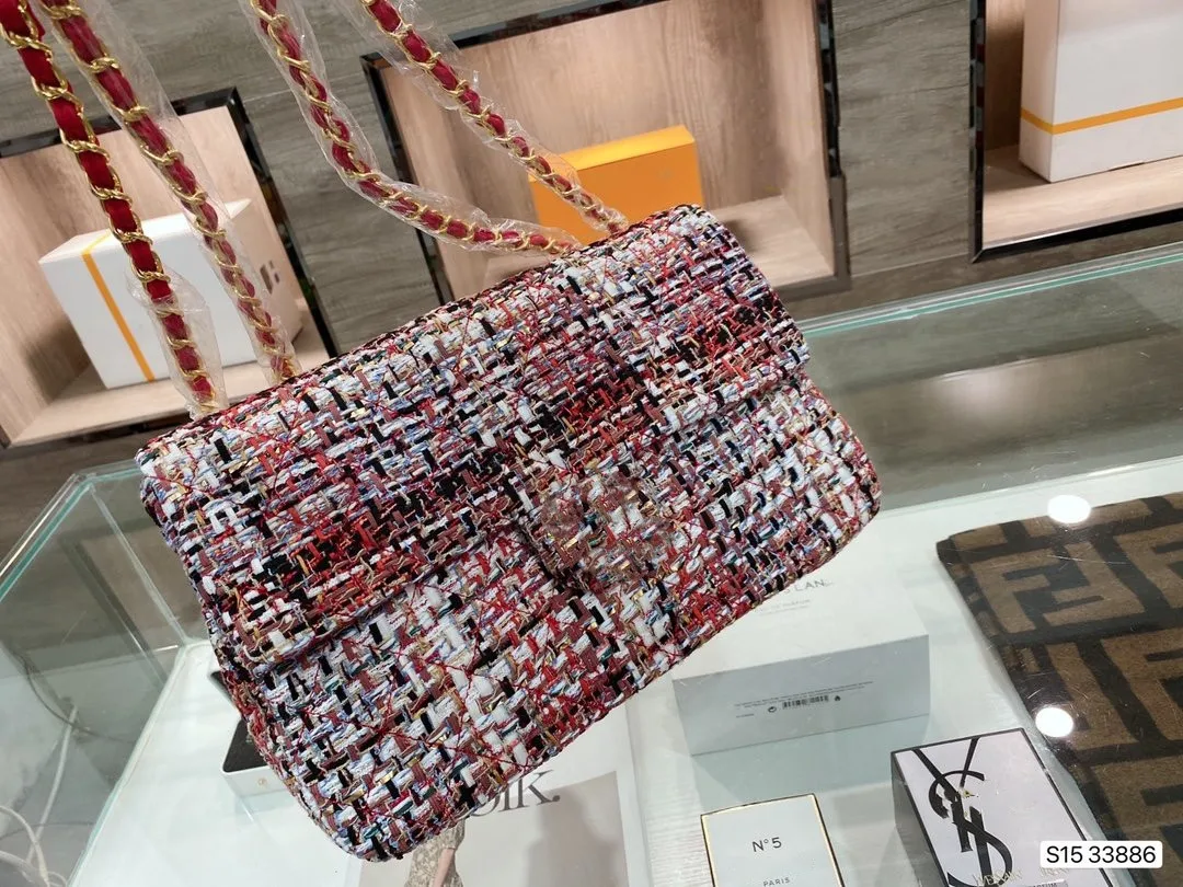 

luksusowa2021 łańcuszkowa torba na ramię dla kobiet damska wełniana moda mała torba kwadratowa metalowa listowa tkana torba