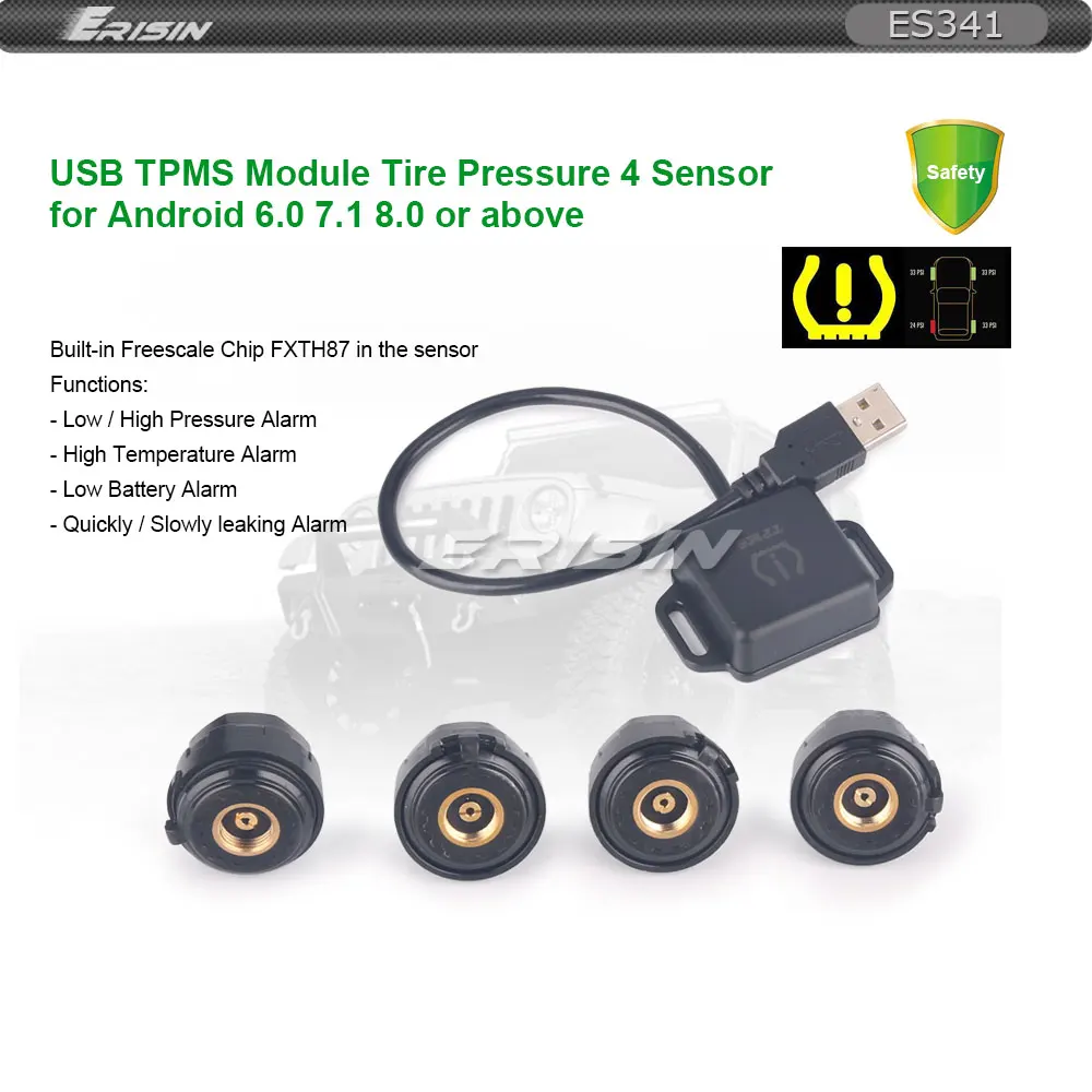 Система контроля давления в шинах с 4 датчиками инструмент TPMS для Android 341/8 0/9 1