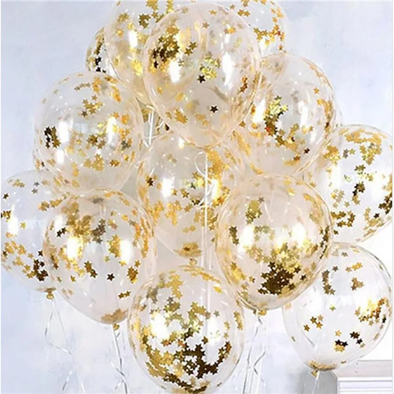 Шары с золотыми конфетти смешанные 18 дюймов звезда сердце фольги шар День