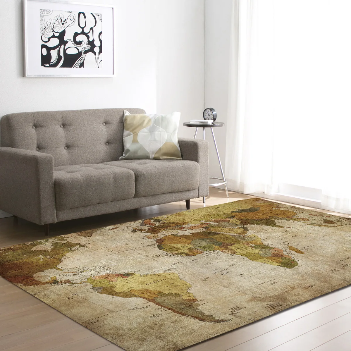 

RULDGEE 1PCS Alfombra Polyester Map Pattern Carpet for Living Room Kitchen Mat Bedroom Carpet Floor Door Mat Decoration Carpet
