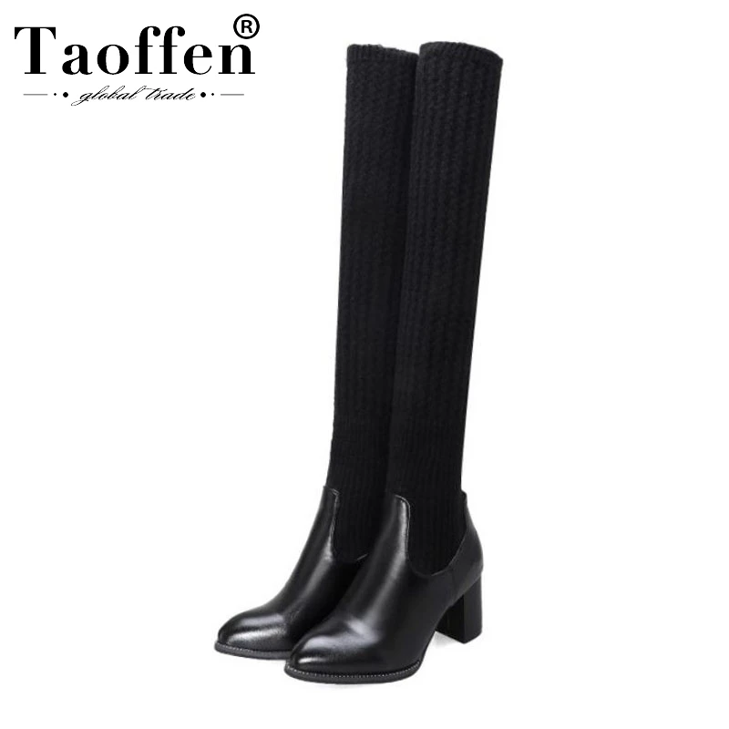 Женские короткие сапоги носки Taoffen теплые плюшевые повседневные размера плюс 33 48