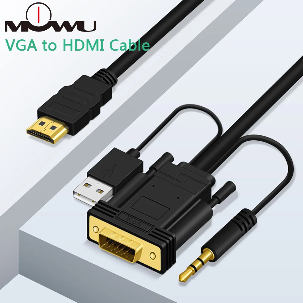 Кабель VGA HDMI с аудио USB источником питания 1080P адаптер конвертер штырь для
