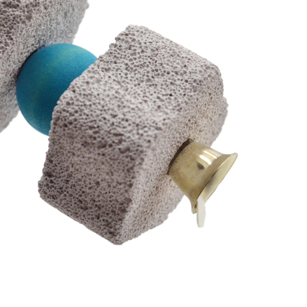 

1 Pcs Pet Bird Parrot Toy with Bell Natural Mineral Chewing Bite Toy Cage Hanging Swing Climb Supplies