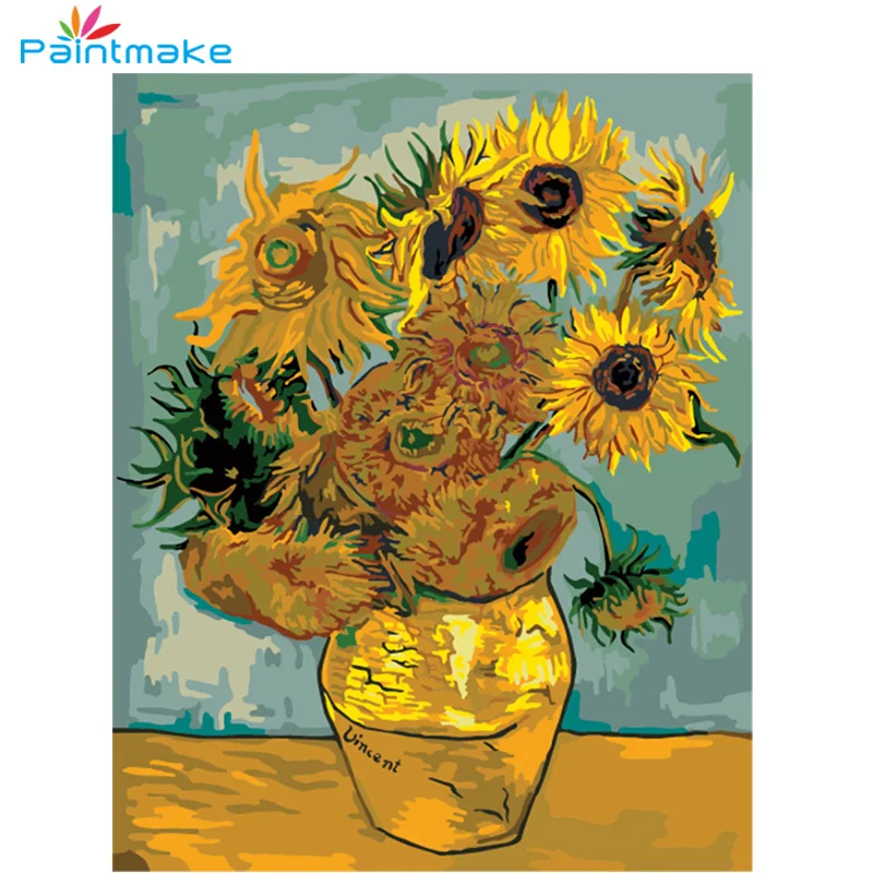 Paintmake DIY живопись по номерам Красочные цветы на холсте для домашнего декора стен