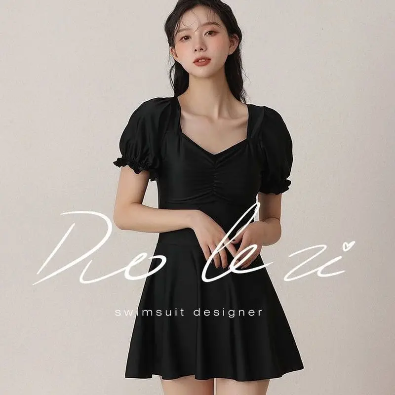 

One-piece Swimsuit Women Conservative Elegant Thin Hot Spring Skirt 2021 New Student Swimwear Bathing Suit