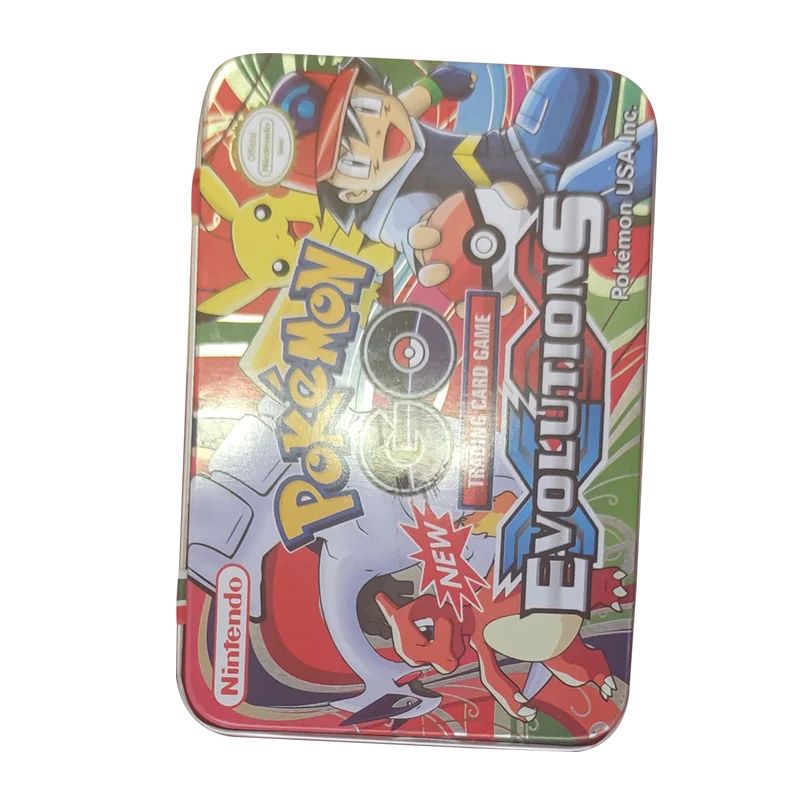 TAKARA TOMY-set de 42 cartas de Pok&eacute;mon para ni&ntilde;os, caja de hierro, juegos de batalla, Hobby, coleccionable, colecci&oacute;n de cartas de Anime-1