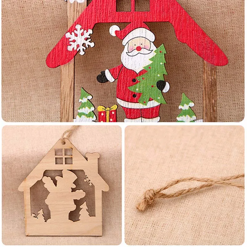 Деревянное украшение в виде Санта Клауса на рождественскую елку подвеска