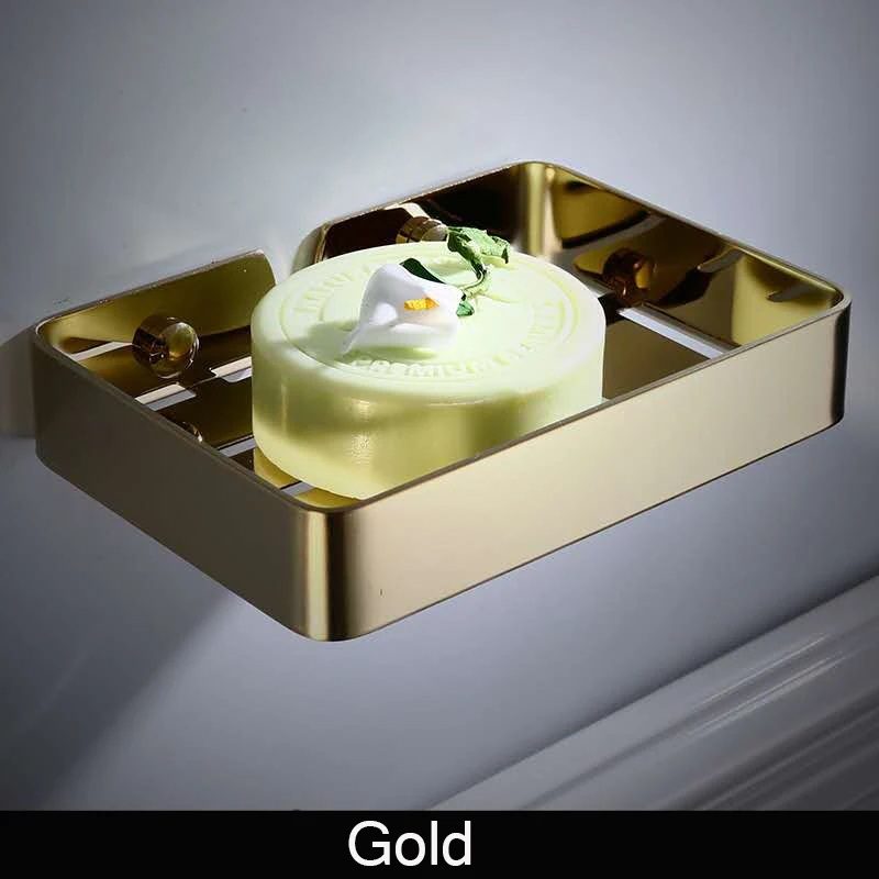 

Bathroom Soap Rack Wall Mounted Soap Holder Black/White/Gold Soap Sponge Dish Soap Dishes Stainless Steel Bathroom Accessories