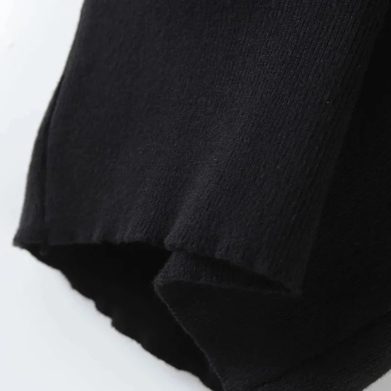 Женский трикотажный жилет-Поло черный вязаный укороченный топ без рукавов