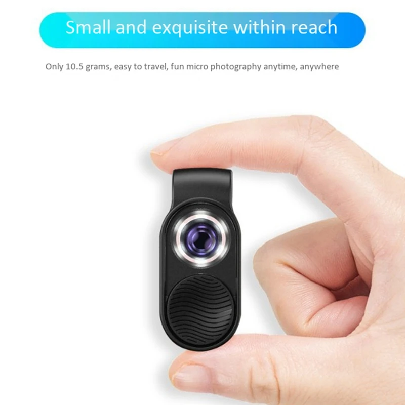 

100X HD Mini Microscope for Smartphone Camera, Portable LED Lens with USB Rechargeable and Illuminated