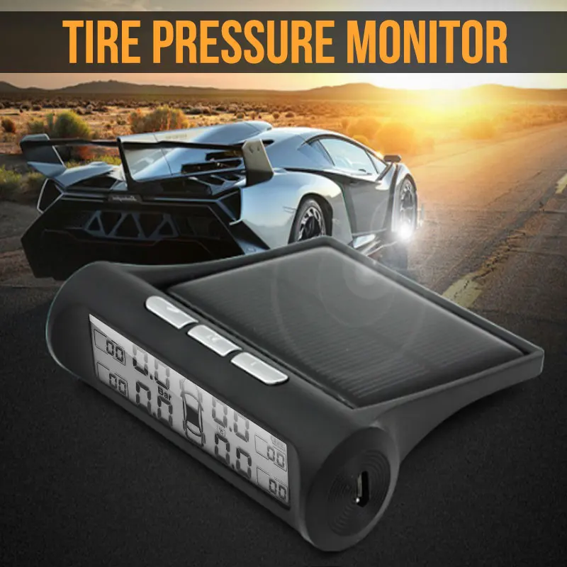 Vehemo 5 в USB беспроводной Солнечный автомобильный TPMS внешний датчик автоматический дисплей в реальном времени цифровой монитор система контроля давления в шинах
