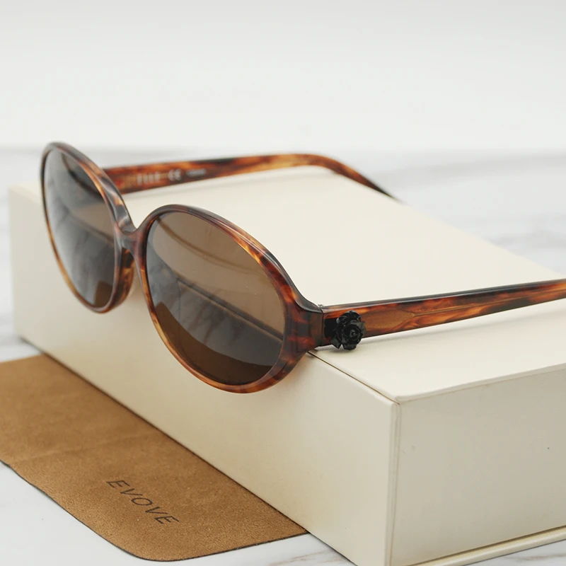 

Evove Small Oval Sunglasses Women Brand Designer Sun Glasses for Woman Acetate High-end Female Shades Tortoise Case Free