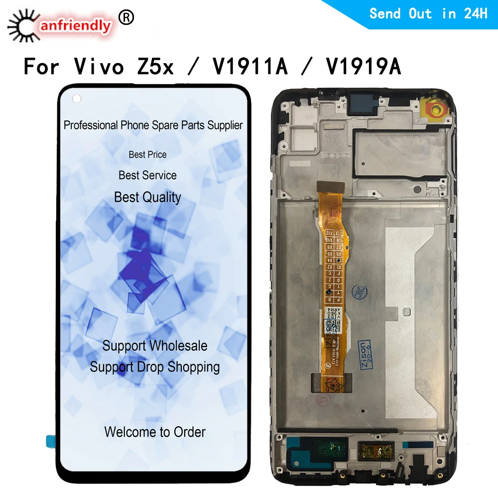 Pantalla LCD para Vivo Z5x 2019 V1911A V1919A, m&oacute;dulo de digitalizador con sensor de pantalla t&aacute;ctil, montaje de marco para Vivo Z5x-0