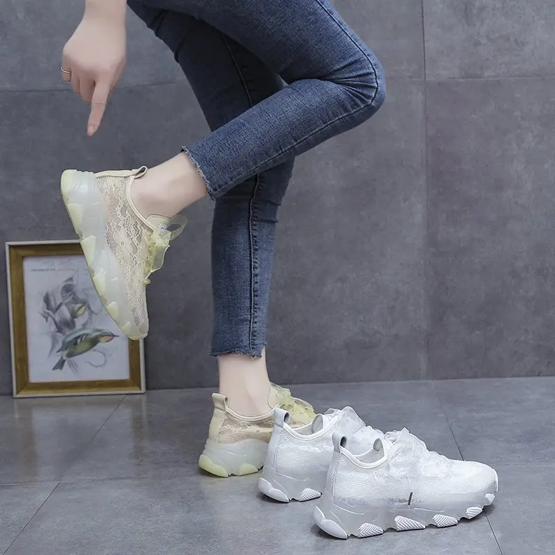 

Womens Sneakers Tennis Female Shoes Roses Trainers 2021 Mesh Fashion Riband Summer PU Rubber Low Lace-Up Shoes Women's Sneakers