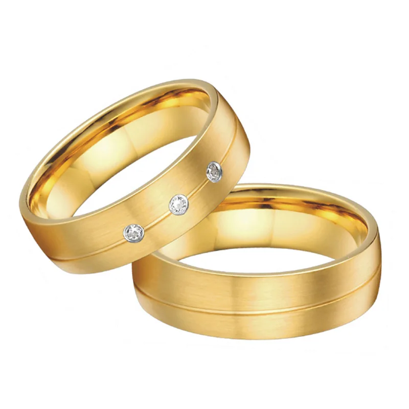 

love Alliances his and hers promise wedding couple rings set for men and women gold filled stainless steel Marriage ring