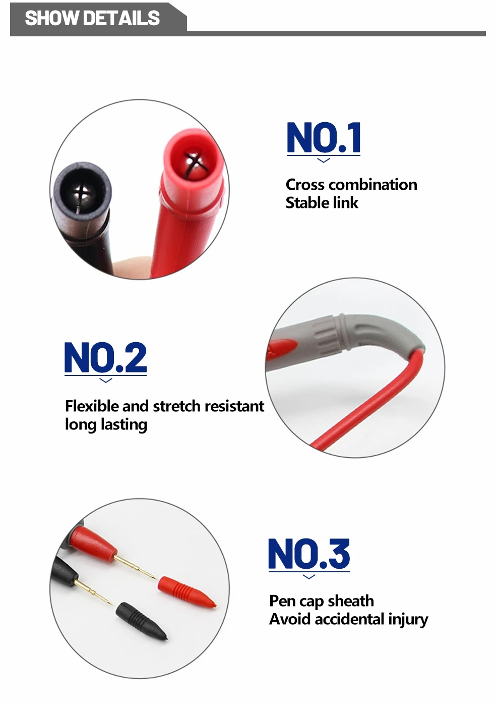 INGBONT 20A 1000V Multimeter Probe Test Needle Pin Digital Multi Meter Lead Wire Pen Cable Kit Multi Meter Voltmeter Tester Kit