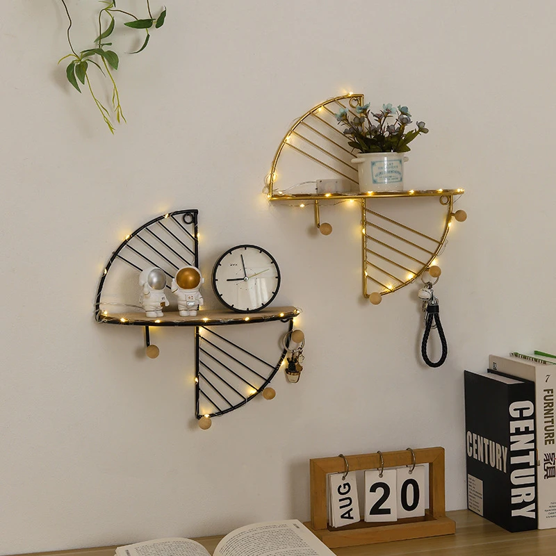 

Creative Storage Vase Stand Wall Hanging Storage Rack Living Room Decorative Shelf Iron Art Key Hook Office Home Accessory 2021