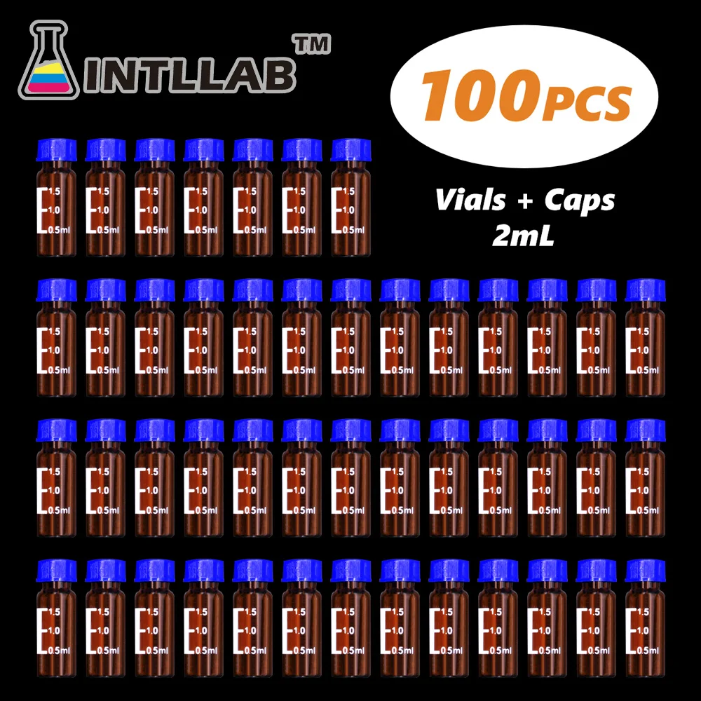 INTLLAB флакон Autosampler 2 мл ВЭЖХ и синий винт крышка с отверстием 100 ⑤ упак. |