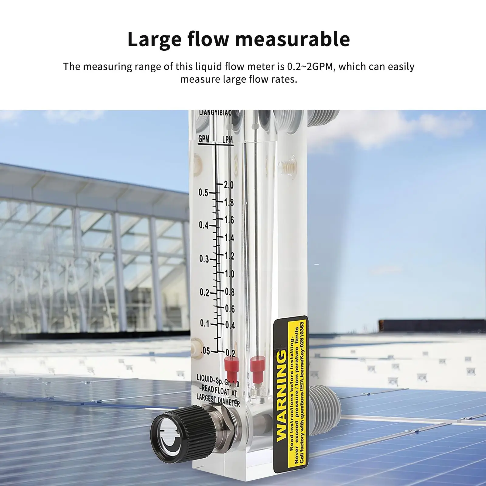

LZM-15T Panel Type Liquid Flow Meter Acrylic Liquid Rotameter Air Flow Meter Water Flowmeter Gas Measuring Range Of 0.2~2GPM