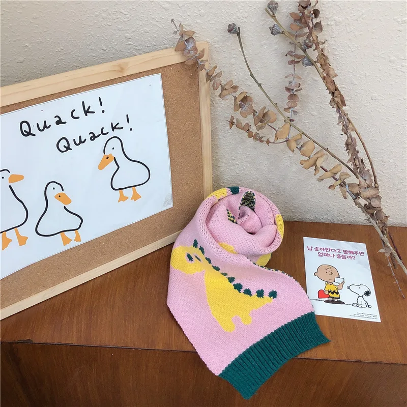 Новый детский шарф с мультипликационным динозавром для мальчиков и девочек