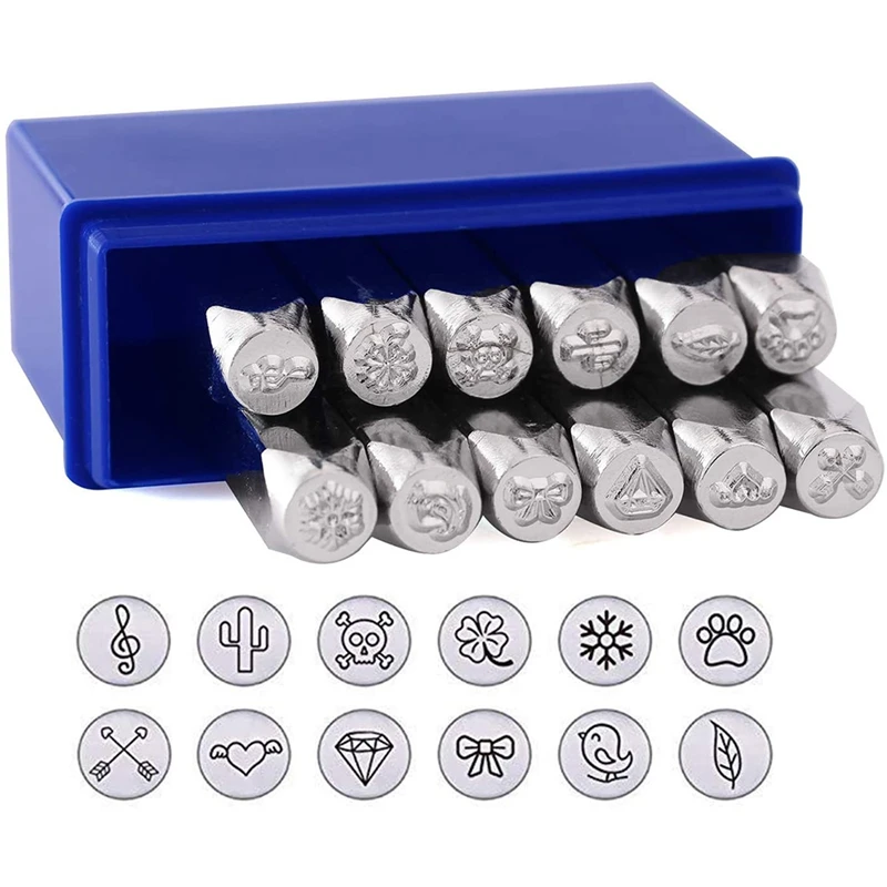 12 шт. штампы с рисунком ювелирных изделий инструмент для печати кожаных