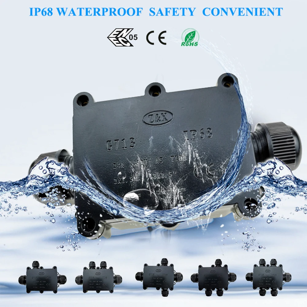 

IP68 electrical cable waterproof connector t shape 2 3 4 5Pin 3 Way Outdoor Waterproof ABS Plastic Gland Electrical Junction Box