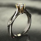 Классическое двухцветное блестящее обручальное кольцо с шестью когтями и гальваническим покрытием из циркония для женщин ювелирные изделия