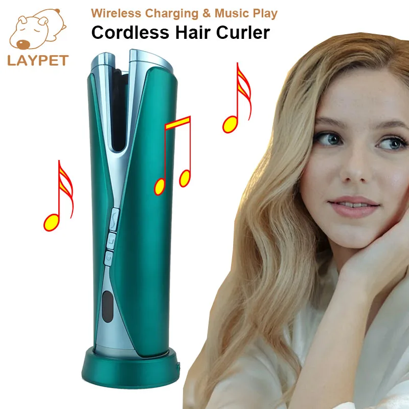 

Портативная Автоматическая Беспроводная Плойка для волос с музыкальным ЖК-дисплеем, Беспроводная зарядка для укладки волос, для дома и пут...