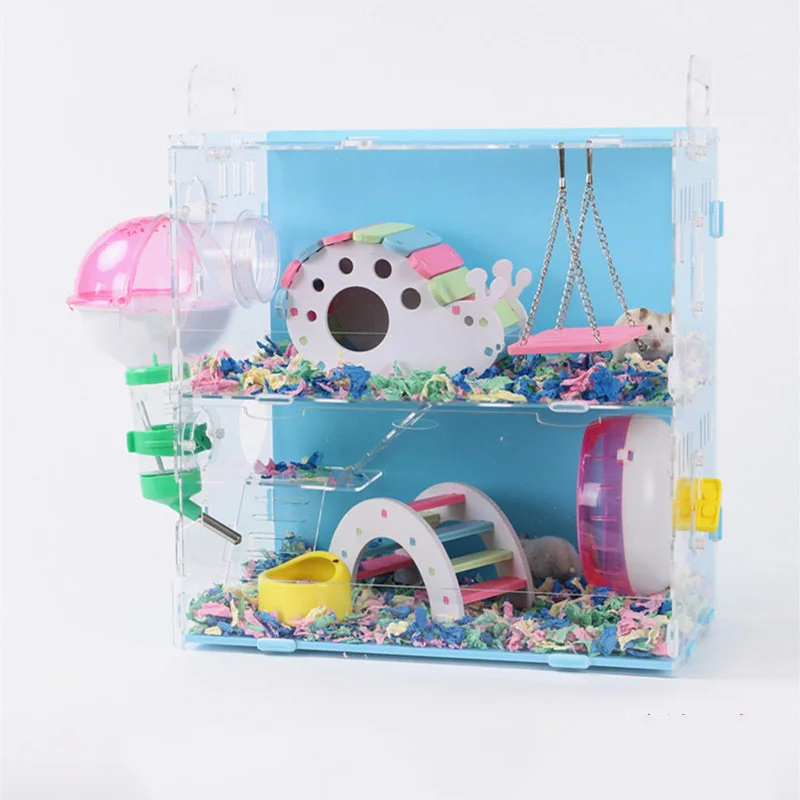 Домик для хомяка акриловая клетка морской свинки двухслойная большая вилла