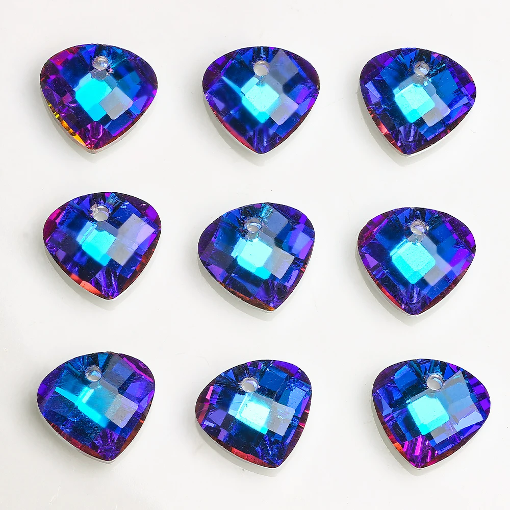 Crystal Heart Charms Pendant Blue Color 14mm Glass Beads for Jewelry Making Necklaces Earrings DIY Needlework Accessories 20pcs | Украшения