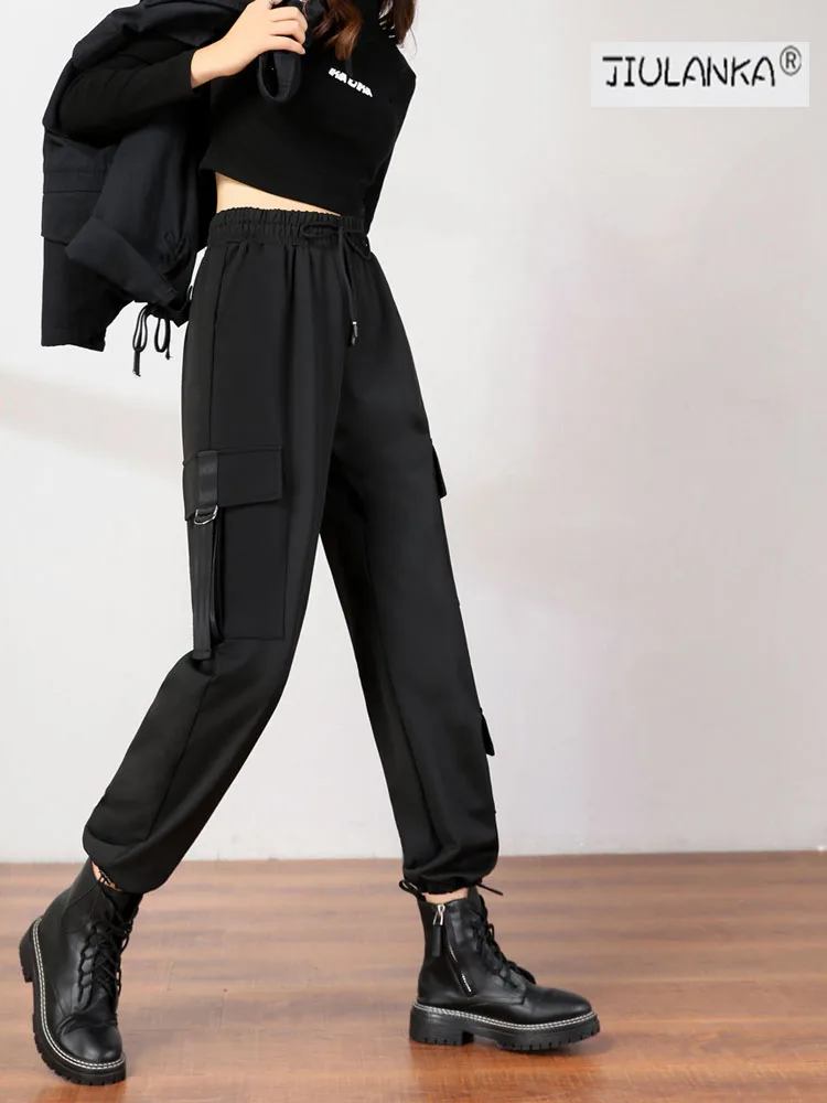 

Wide Harem Cargo pants Trousers for Female Joggers Women's Sports High traf waist Korean Black 2021 Pants Oversize