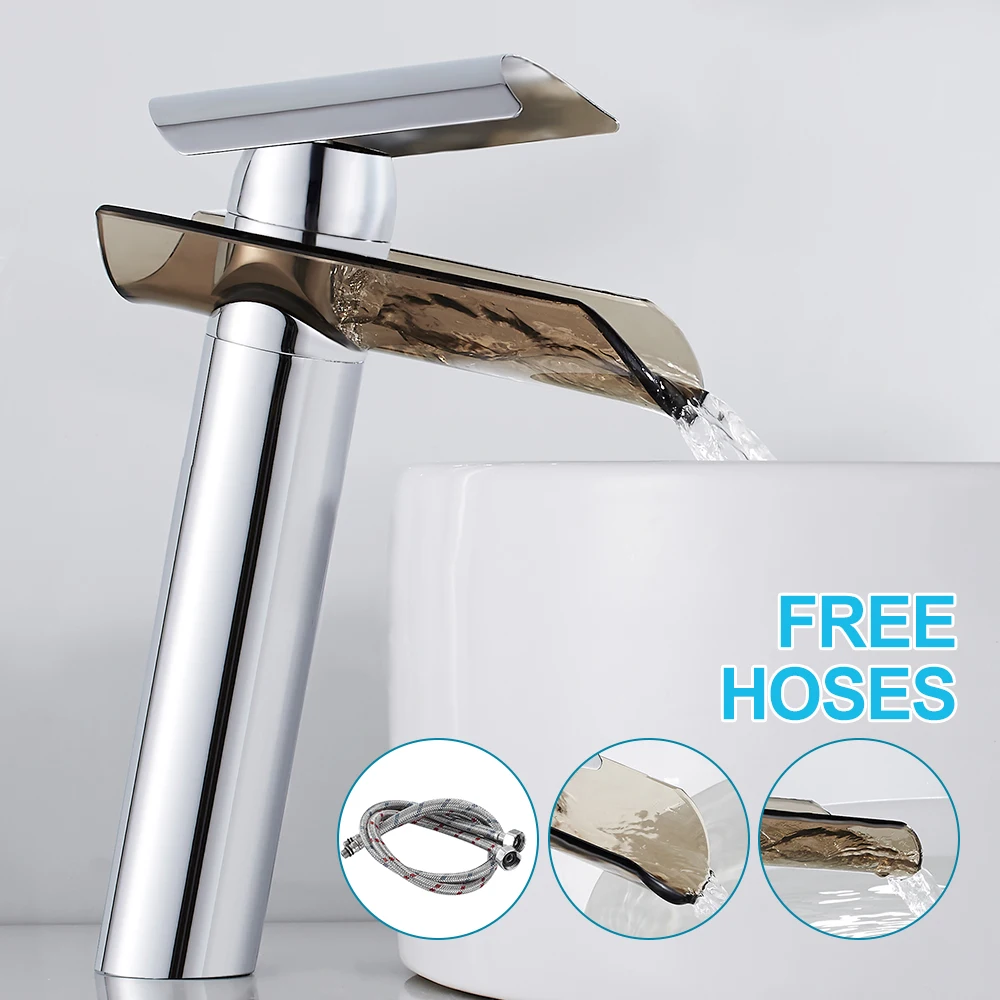 Смеситель Водопад для ванной комнаты кран раковины крепление на раковину
