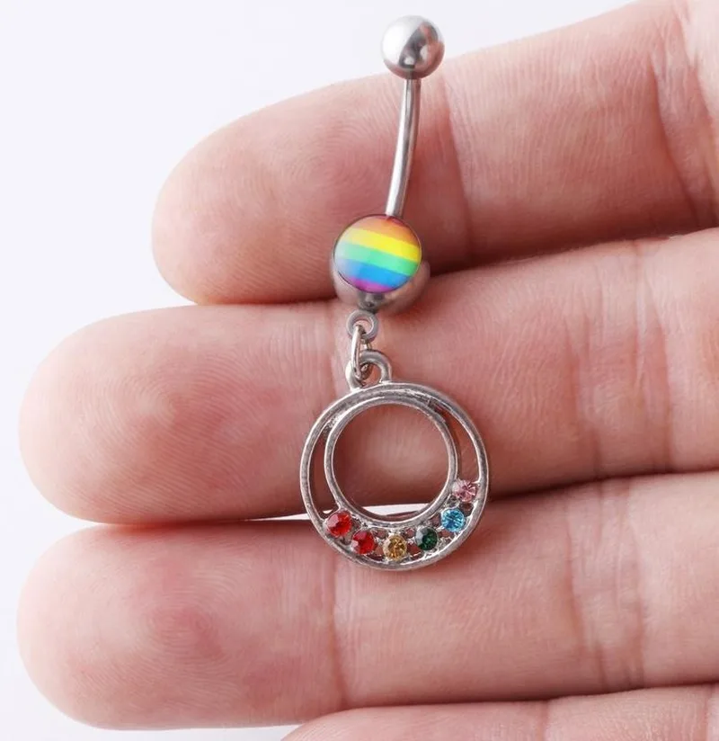 

1pcs Fashionable Dripping Oil Letter Belly Button Nail Long Pendant Belly Button Ring Piercing Jewelry