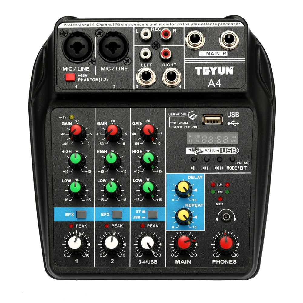 TU04 BT звуковая микшерная консоль запись 5 в 2 а монитор фантомного питания AUX