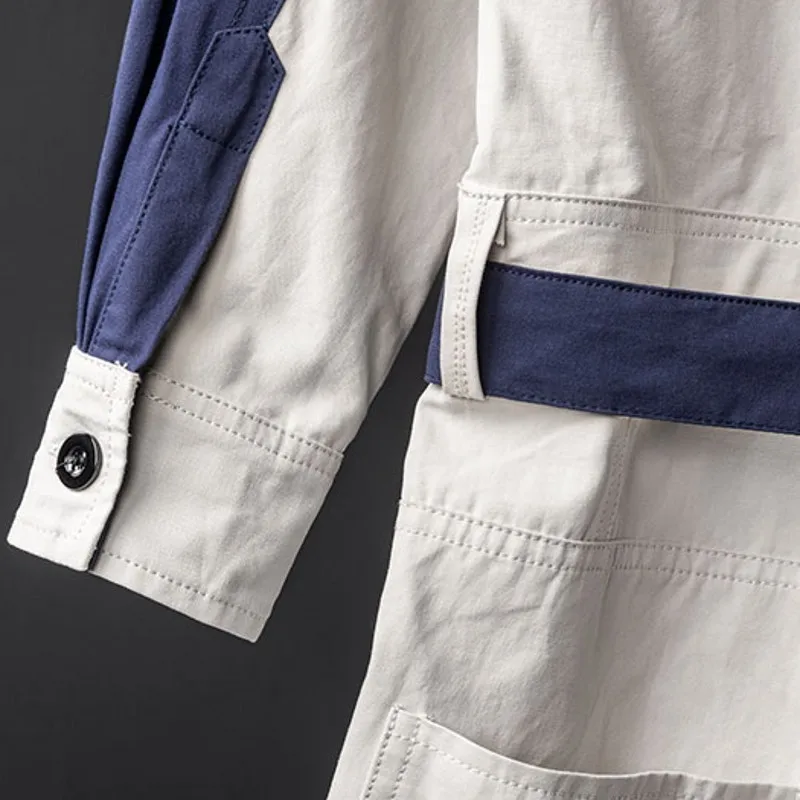 Модный мужской цельный комбинезон с длинным рукавом брюки-карго винтажные